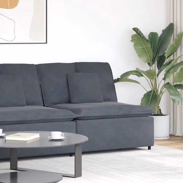 Modulo Centrale di Divano Modulare vidaXL con Cuscini Grigio Scuro L: 100 cm – 1