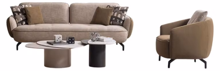 Beige Polstergarnitur Stilvolle Wohnzimmer Sofas Edle Holztische