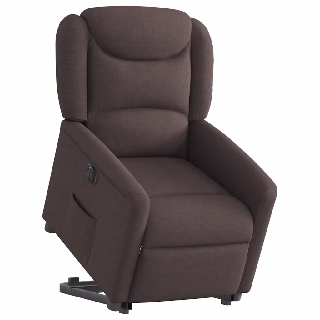 Poltrona Alzapersona Reclinante Elettrica vidaXL in Tessuto Marrone con Braccioli e Supporto per Senior – 2