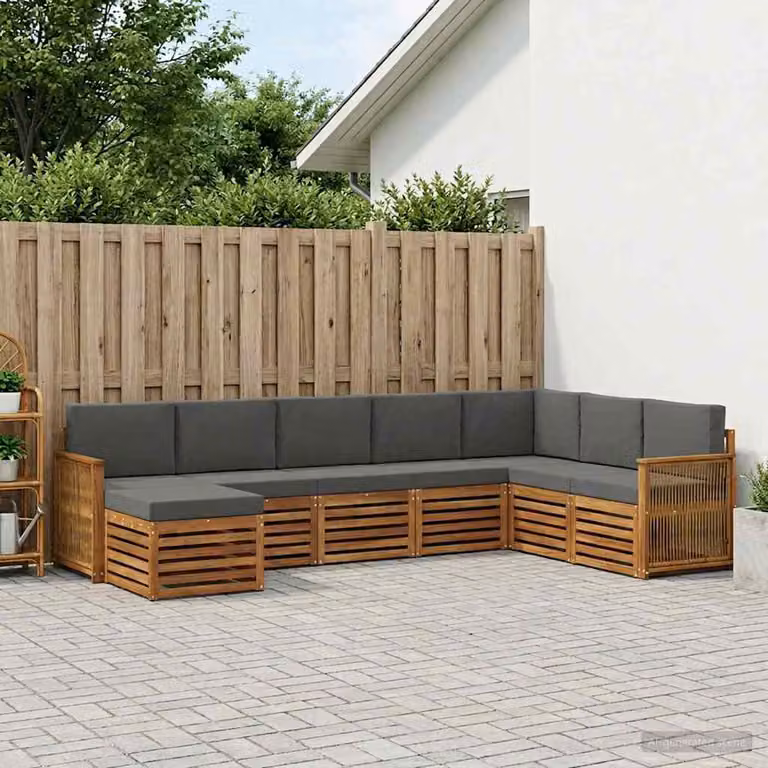 Set di divani da esterno vidaXL 8 pz in legno di acacia con cuscini, colore beige e antracite