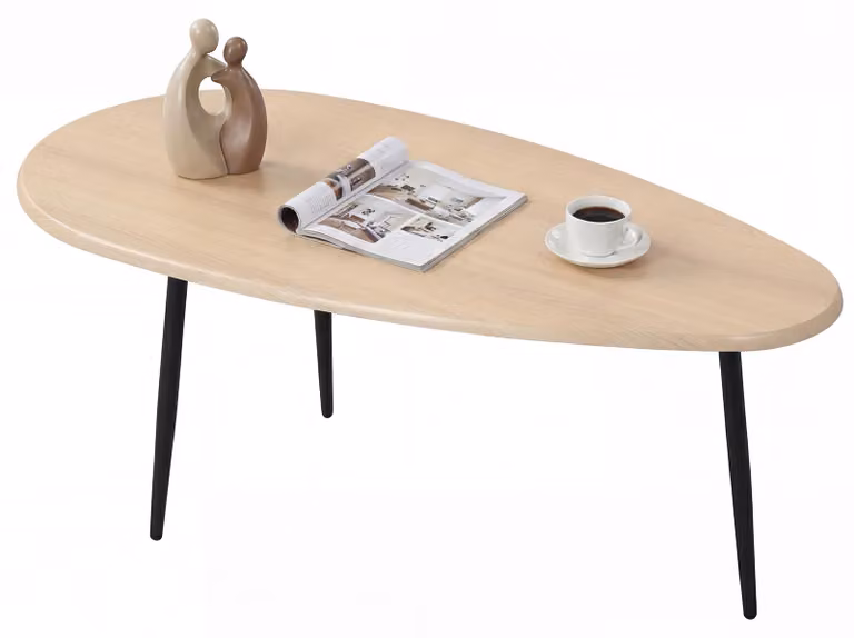 Tavolino COSTWAY, tavolino da salotto in stile medievale con struttura e design in metallo robusto, tavolino da divano retrò, tavolino da salotto, tavolino da caffè, naturale