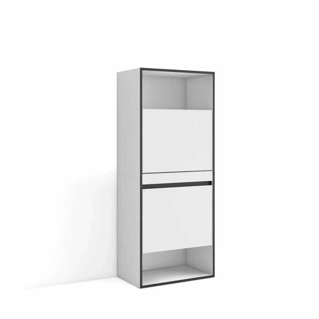 Scarpiera moderna SKRAUT HOME bianca con ante a ribalta per camera da letto o ingresso, L: 60 cm, P: 35 cm, H: 145 cm – 2