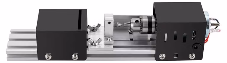 Mini tornio per legno – tornio da banco per perline – motore da 100W – 4000–7000 giri/min – 7 velocità – lunghezza massima del pezzo lavorato 14 cm – ideale per modellismo