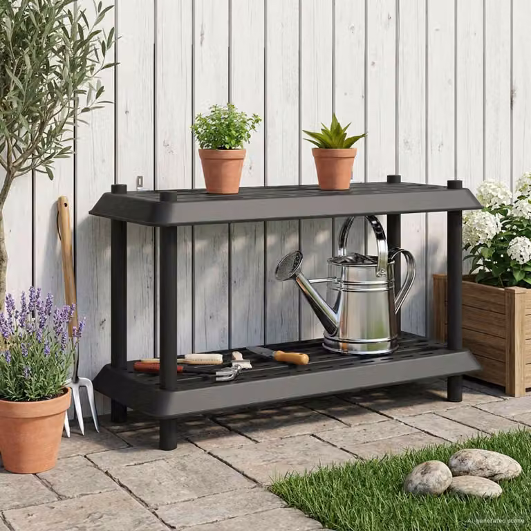 Unità di scaffalatura a 2 livelli vidaXL in plastica color antracite L 100 cm x P 40 cm x H 55,5 cm
