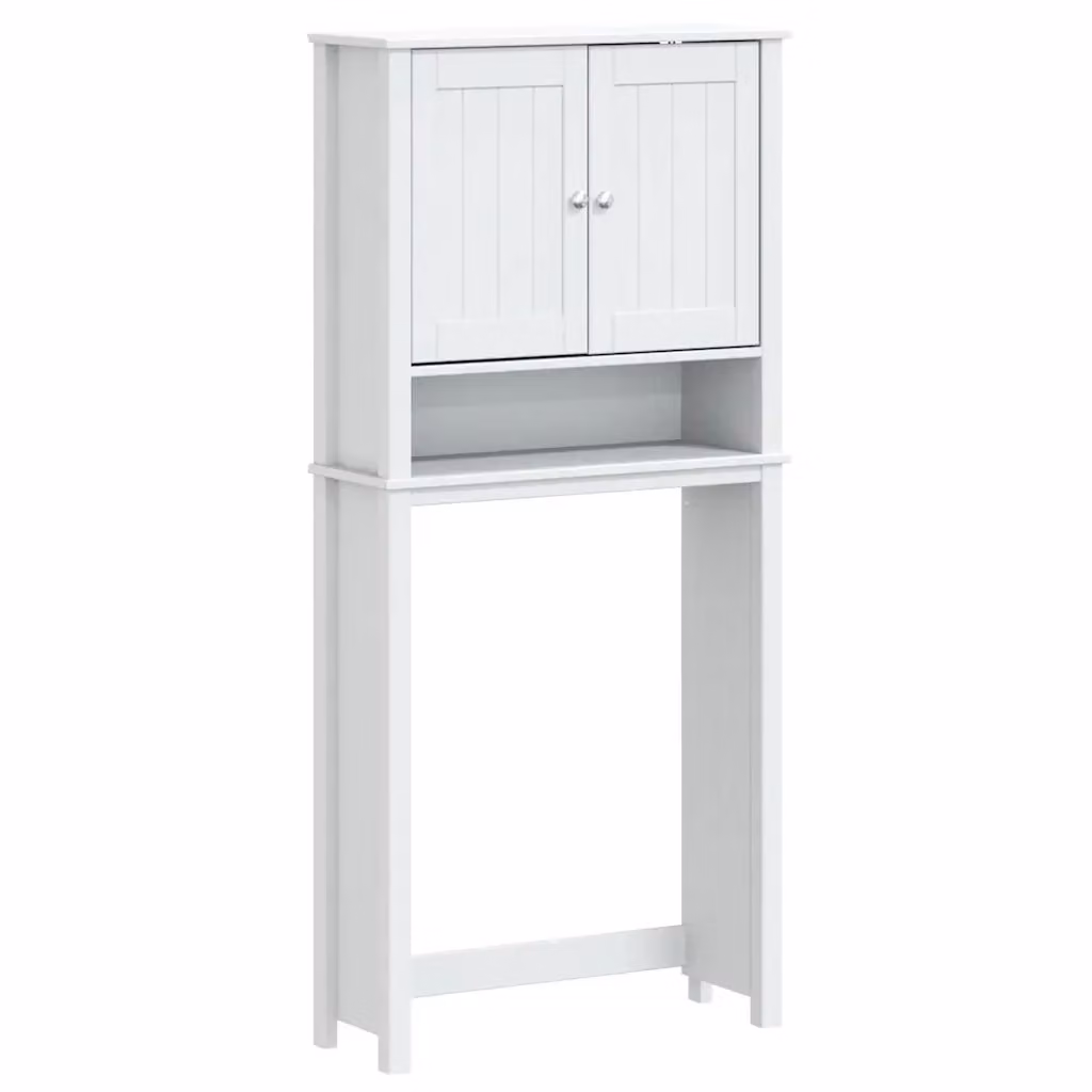 Mobile per lavatrice vidaXL in legno di pino bianco con ante a battente e ripiani interni L/P/H: 76 x 27 x 164,5 cm – 2