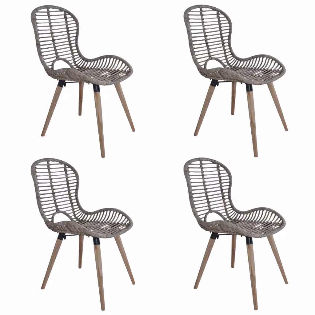 vidaXL Sedie da pranzo 4 pz. Marrone rattan naturale