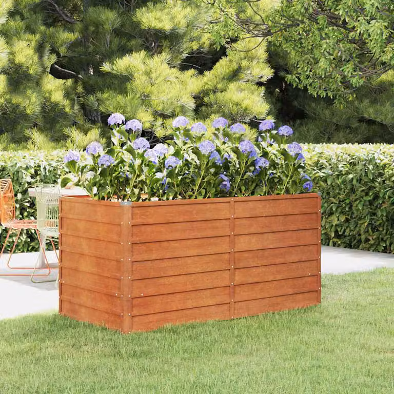 Letto rialzato da giardino vidaXL in acciaio Corten color ruggine L: 160 cm, P: 80 cm, H: 77 cm