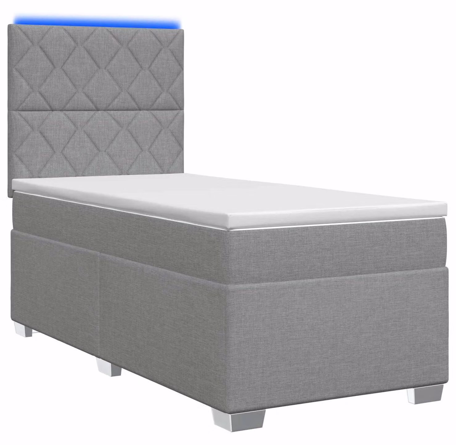 Letto a molle con materasso grigio chiaro 100 x 200 cm in tessuto