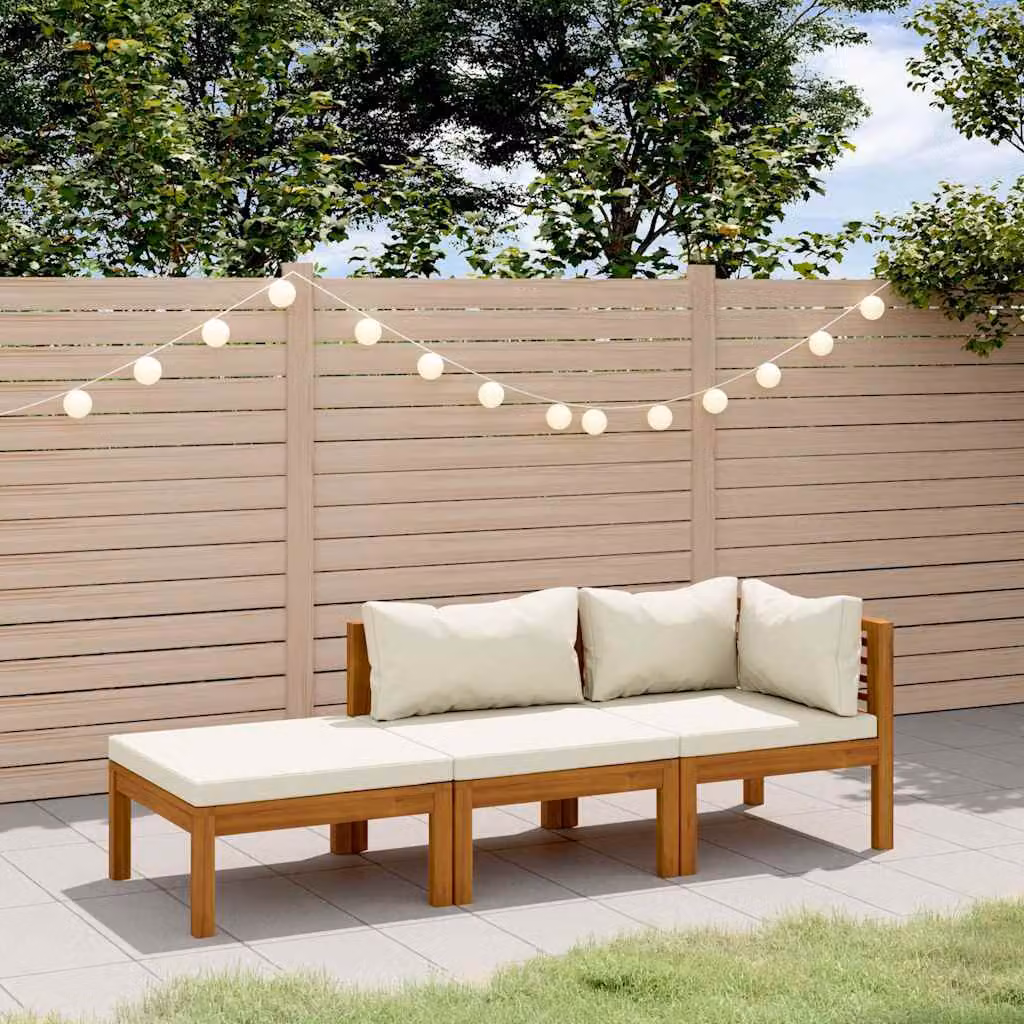 Set Divani da Giardino vidaXL in Legno di Acacia con Cuscini Beige e Tavolino da Esterno