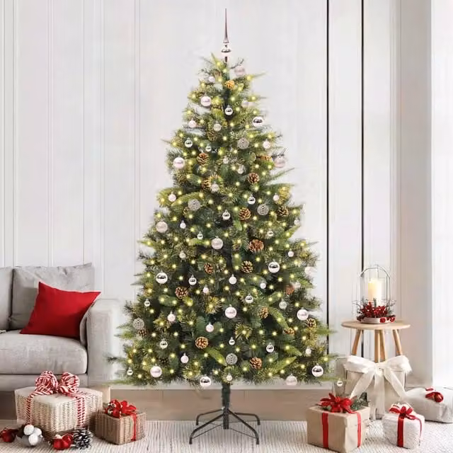 Albero di Natale artificiale pieghevole con coni 300 LED Verde 3395109