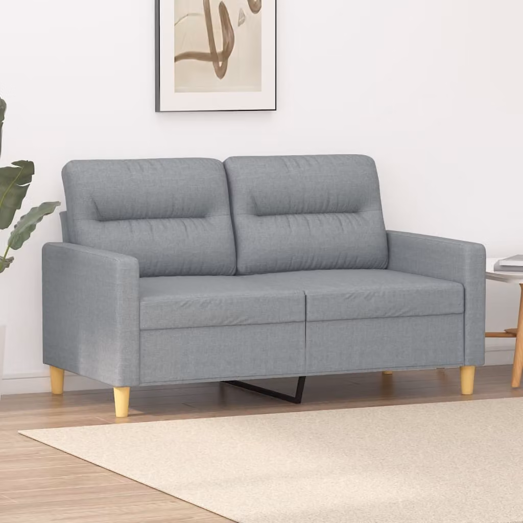 Divano a due posti, colore grigio chiaro, 120 cm, rivestito in tessuto
