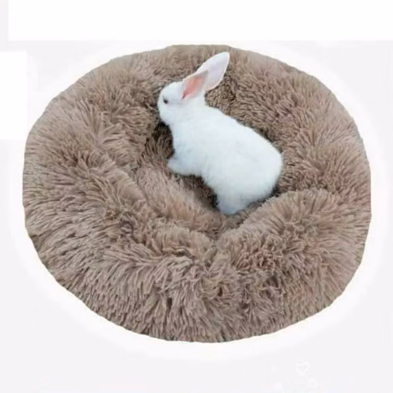 Cuccia per animali domestici a forma di ciambella, auto-riscaldante, traspirante, in peluche, color kaki, 100 cm