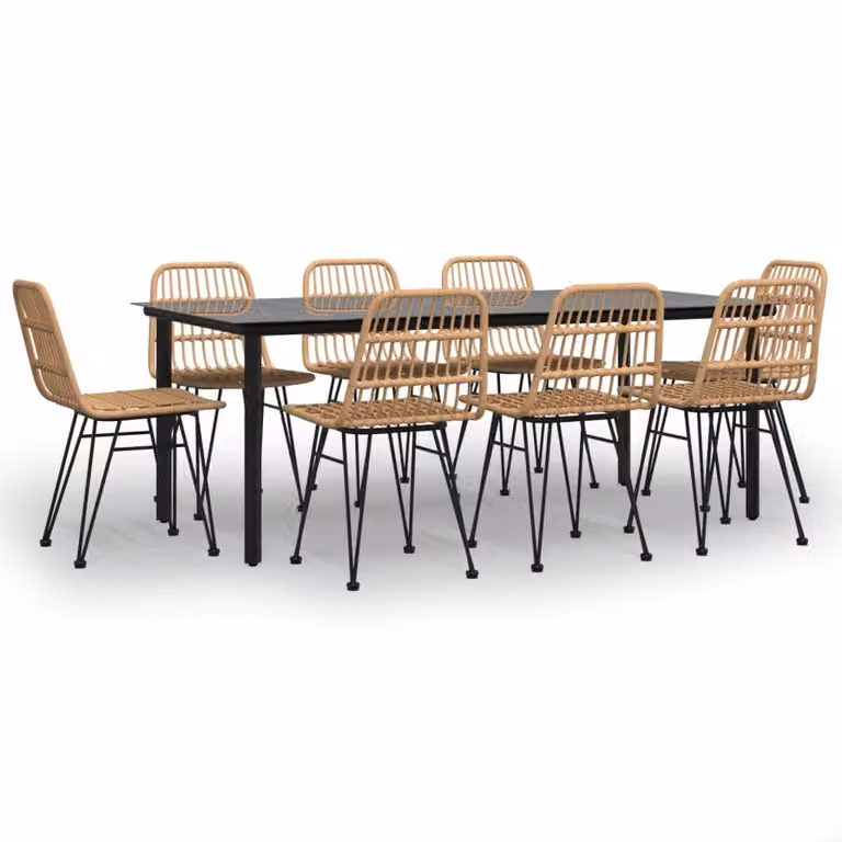 Set da Pranzo da Giardino 9 pz in Polyrattan
