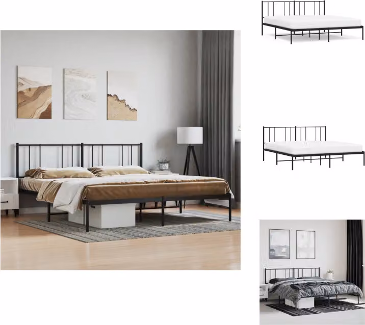 vidaXL Struttura letto con testiera in metallo nero 200x200 cm - Letti e strutture letto