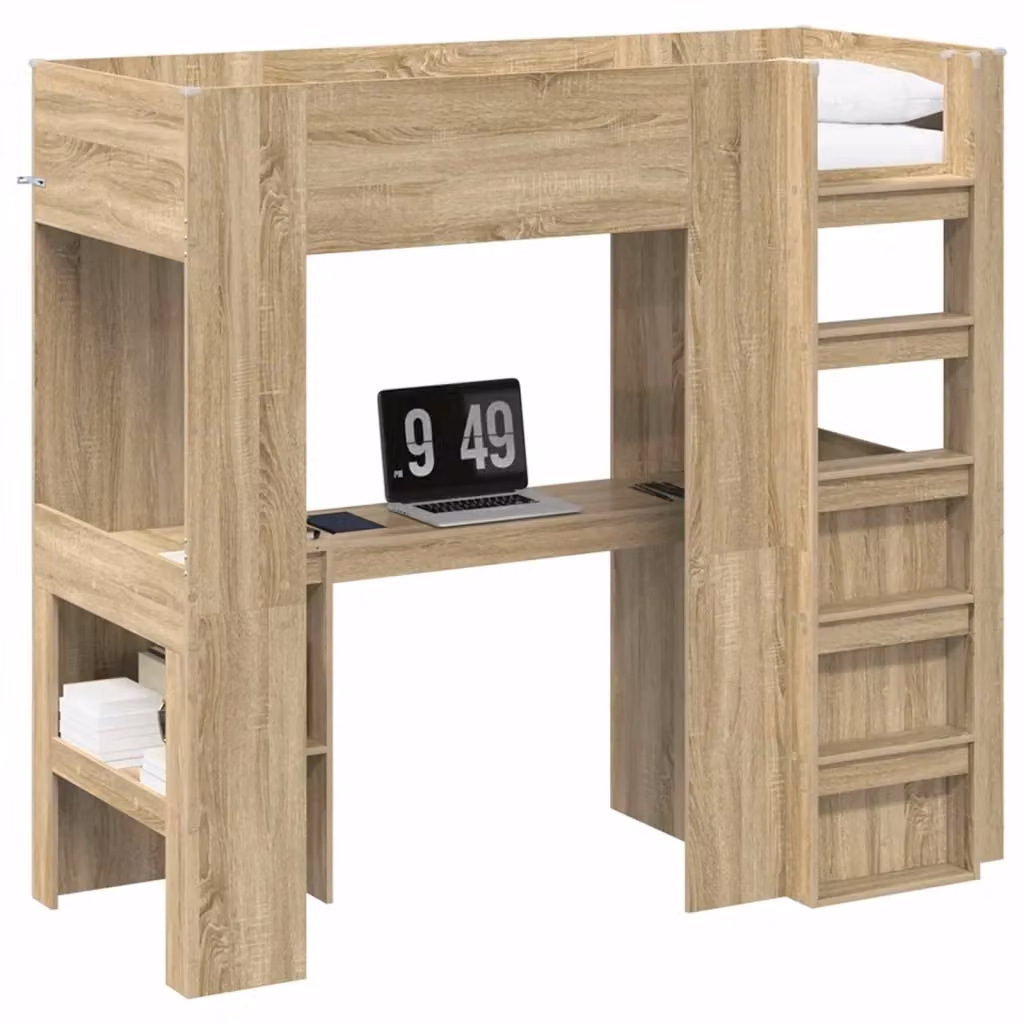 vidaXL Struttura letto a castello con scrivania in legno Rovere Sonoma, H: 193 cm, L: 175 cm, P: 80 cm – 2