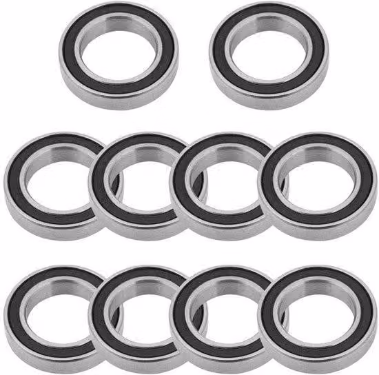 Cuscinetti a sfera 15mm/24mm/5mm - 10 pezzi - Gomma, senso di rotazione opposto - Profondità elevata - Acciaio per cuscinetti - Singola fila - Mini cuscinetti