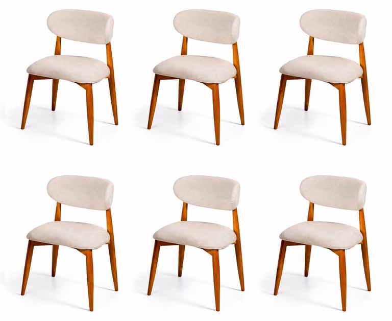 6 sedie, stile moderno, colore beige e marrone, imbottite, confortevoli, versatili, nuove