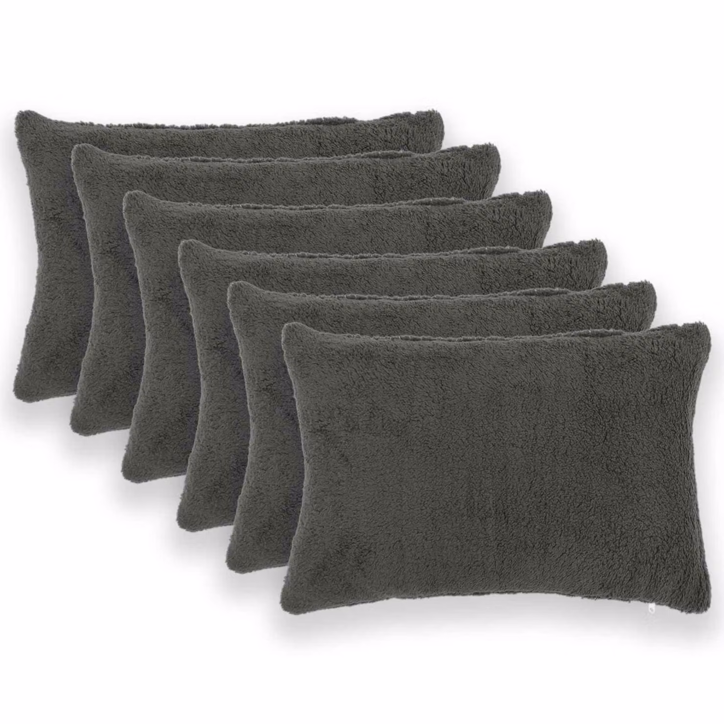 Set di 6 federe vidaXL HEERLEN in tessuto bouclé grigio scuro, L 50 cm x P 30 cm