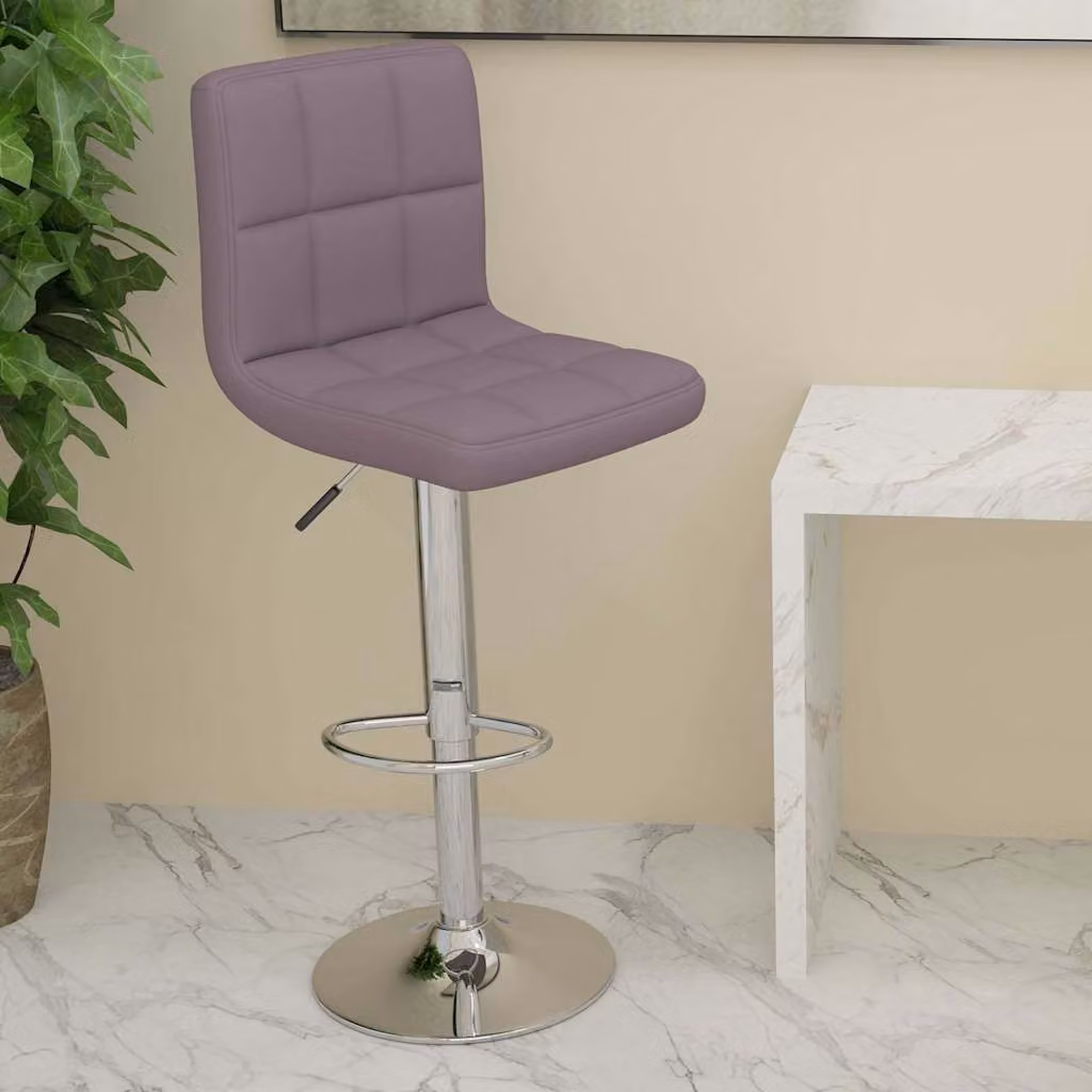 Sgabello da bar moderno vidaXL in tessuto e metallo, colore grigio e viola
