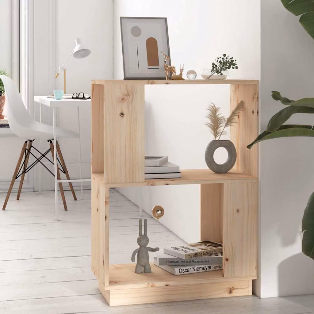 Libreria/Divisorio vidaXL in Legno Massello di Pino, Colore Marrone/Beige, L 51 cm x P 25 cm x H 70 cm
