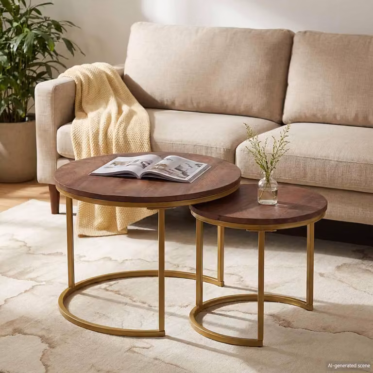 Maison Exclusive - Set di 2 tavolini nidificanti, color marrone scuro, dimensioni 50 x 50 x 40 cm