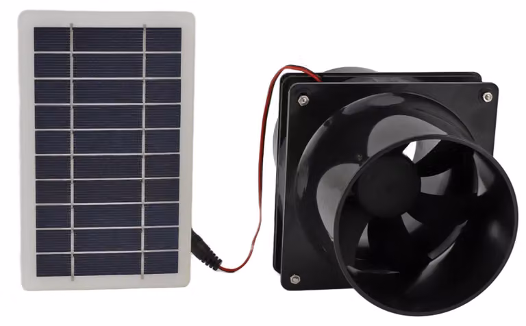 Ventilatore di scarico da 10 W a 12 V alimentato a energia solare per tubi circolari, kit di ventilazione per pannelli, casette per animali domestici, pollai, camper e serre
