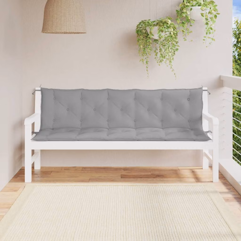 Set di 2 cuscini per panca da giardino vidaXL grigi in tessuto Oxford impermeabile e traspirante L/P/H: 180 x 50 x 7 cm