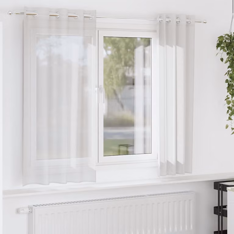 Set di 2 tende in voile semi-trasparenti vidaXL bianche con occhielli, L: 140 cm, H: 175 cm