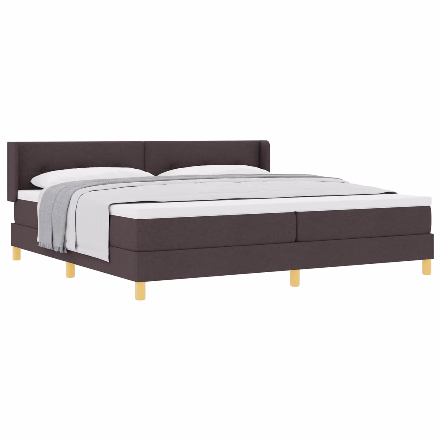 Letto a molle con testiera vidaXL in tessuto marrone scuro L/P/H: 200 x 200 x 280 cm