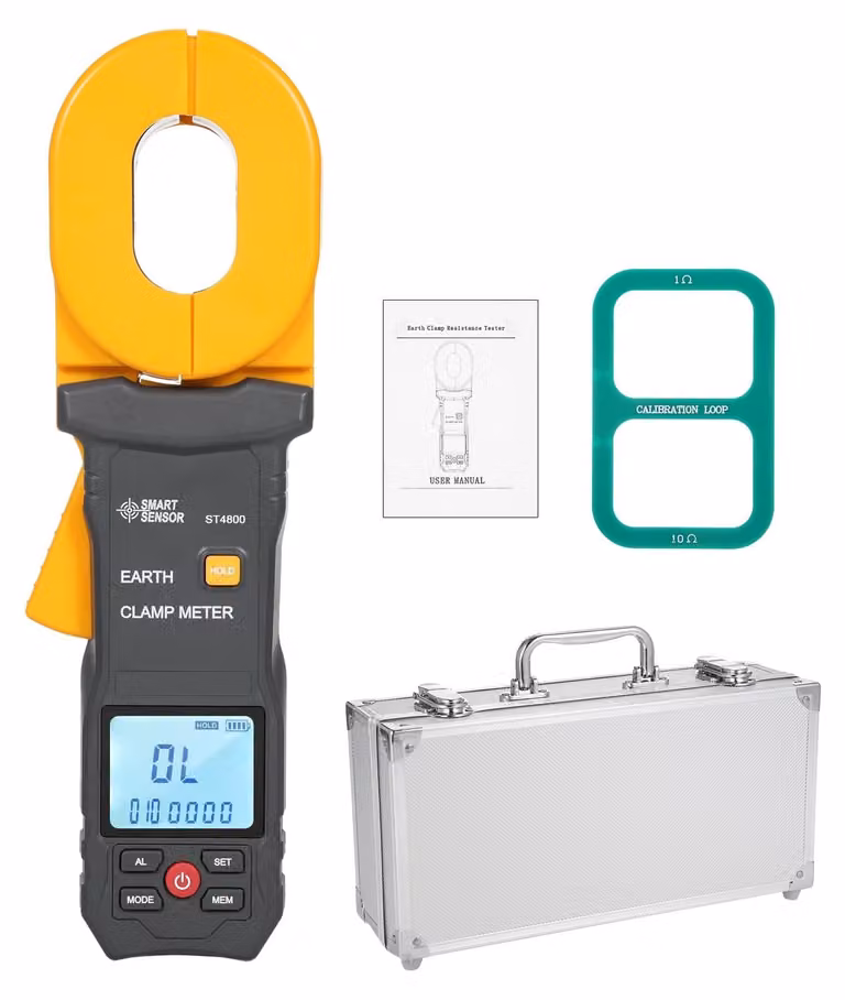 Misuratore di messa a terra, intervallo 0,01–1200 Ω, 500 memorie, display LCD, 0–30 A