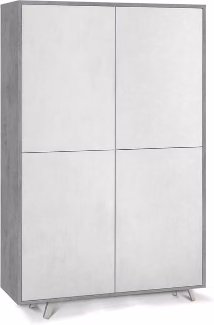 Mobile Multiuso 4 Ante 107x169x41 cm Cemento/Ossido Bianco
