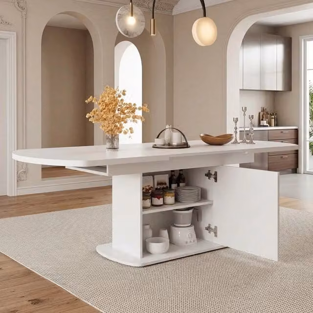 Tavolo da pranzo allungabile ovale ¨C Minimal ¨C bianco 140/200x80x75cm
