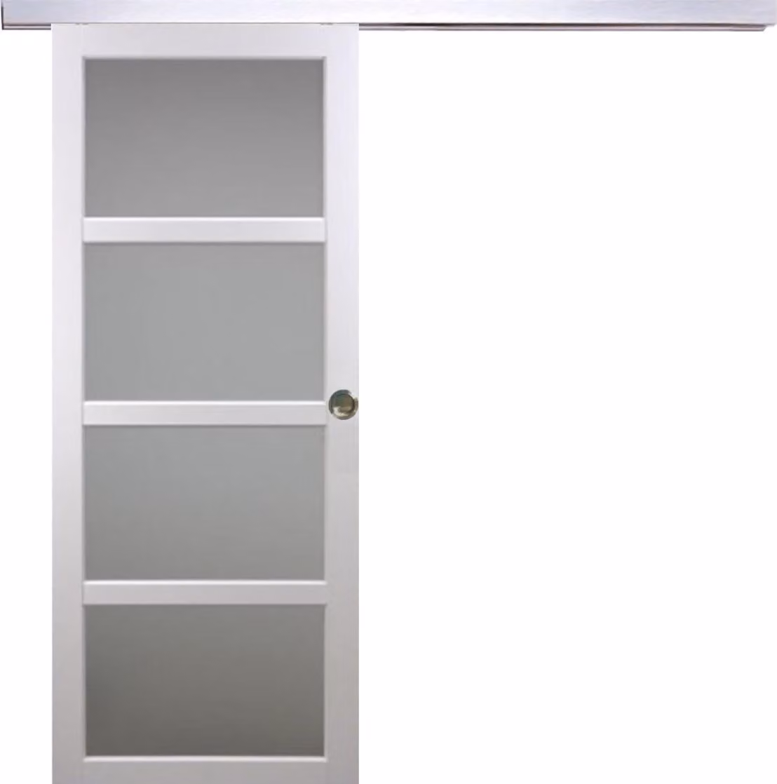 Porta scorrevole Tana bianca con vetro H204 x L83 cm, binario in alluminio, gusci GD MENUISERIES