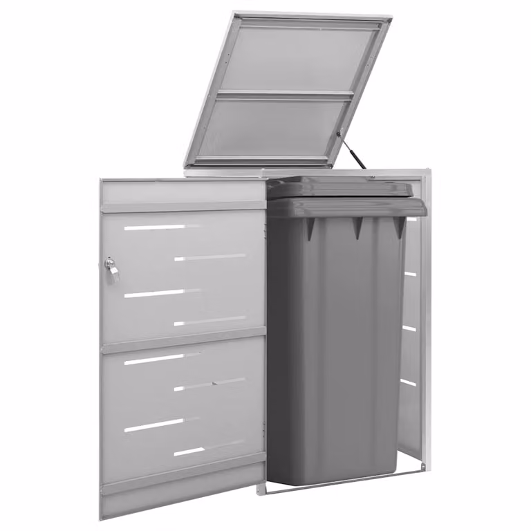 Copribidone singolo vidaXL in acciaio inox con coperchio a ribalta, colore antracite/grigio, L: 69 cm, P: 77,5 cm, H: 115 cm