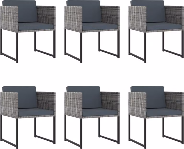 Set Pranzo da Giardino 11 pz con Cuscini in Polyrattan Grigio