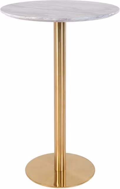Tavolo bar Bolzano con piano effetto marmo e base ottone, o70×105 cm