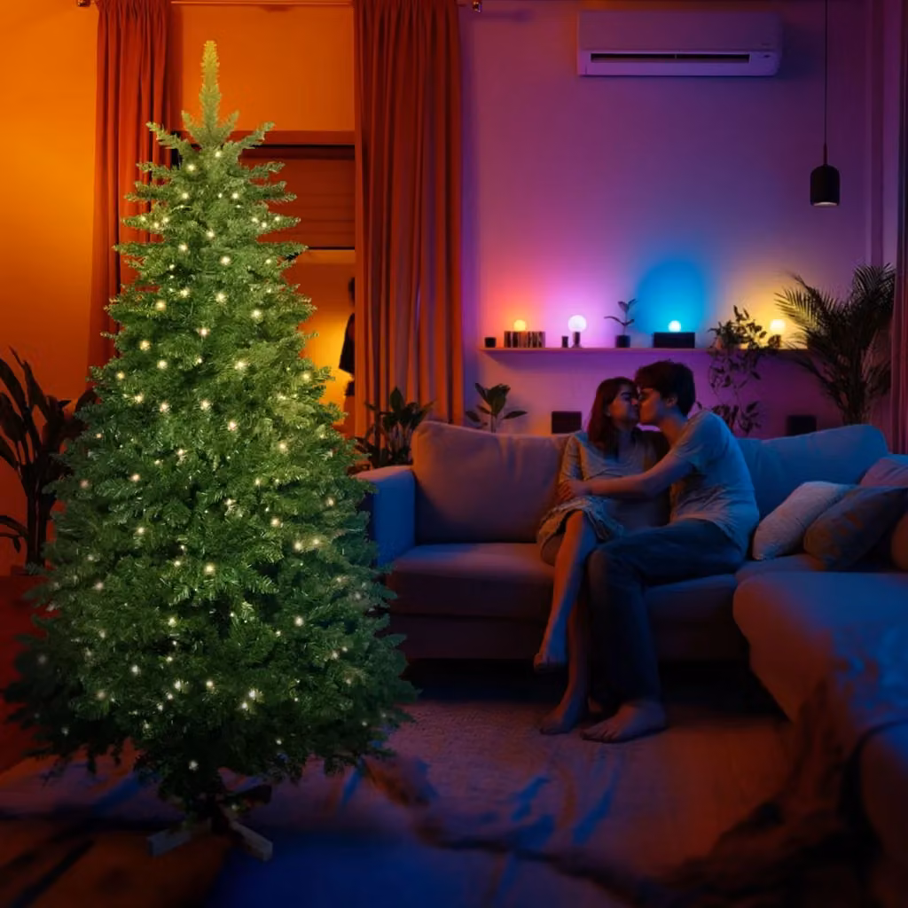 Albero di Natale Cupid Frankystar con luci LED bianco caldo, colore verde, H 240 x ø 125 cm – 2