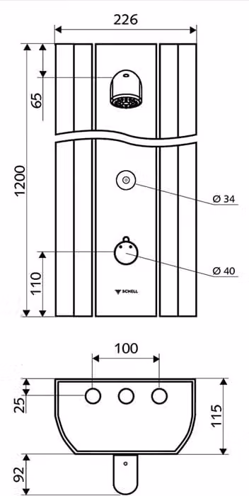 SCHELL Schell Pannello doccia LINUS DP-C-T Soffione doccia a bassa erosione TD-SWS Alluminio anodizzato
