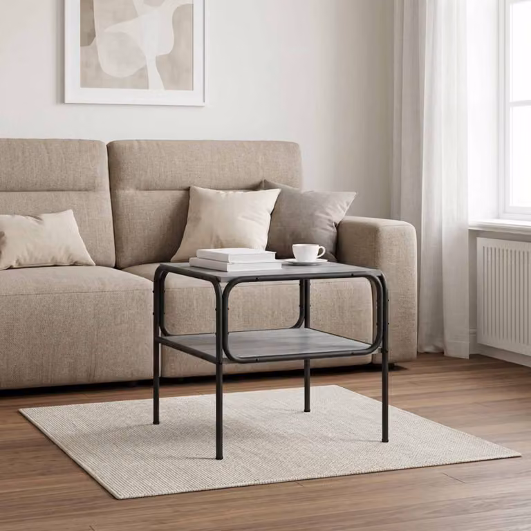 vidaXL Tavolo laterale moderno rettangolare grigio L: 100 cm, P: 50 cm, H: 46 cm