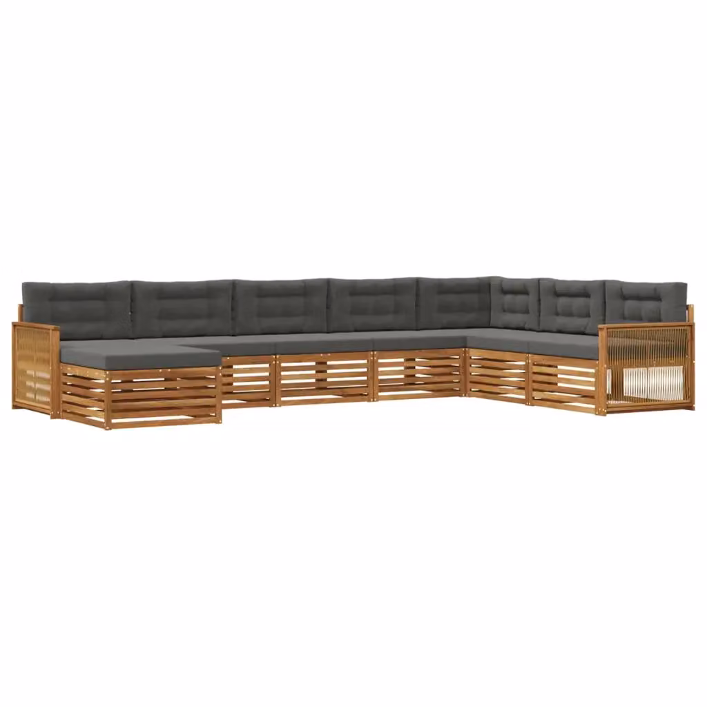 Set di divani da esterno a L vidaXL in legno di acacia con cuscini, beige e antracite, 8 pezzi – 2