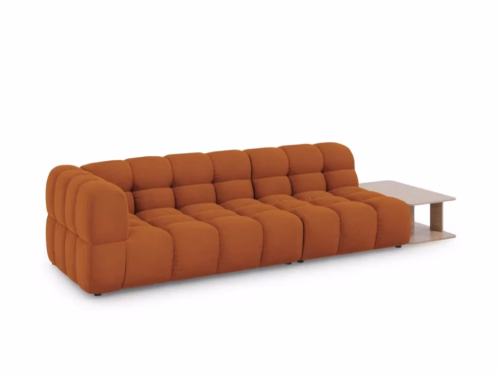 Divano modulare destro Sky di Cosmopolitan Design in velluto arancione, 4 posti, L: 297 cm, P: 102 cm, H: 75 cm – 2