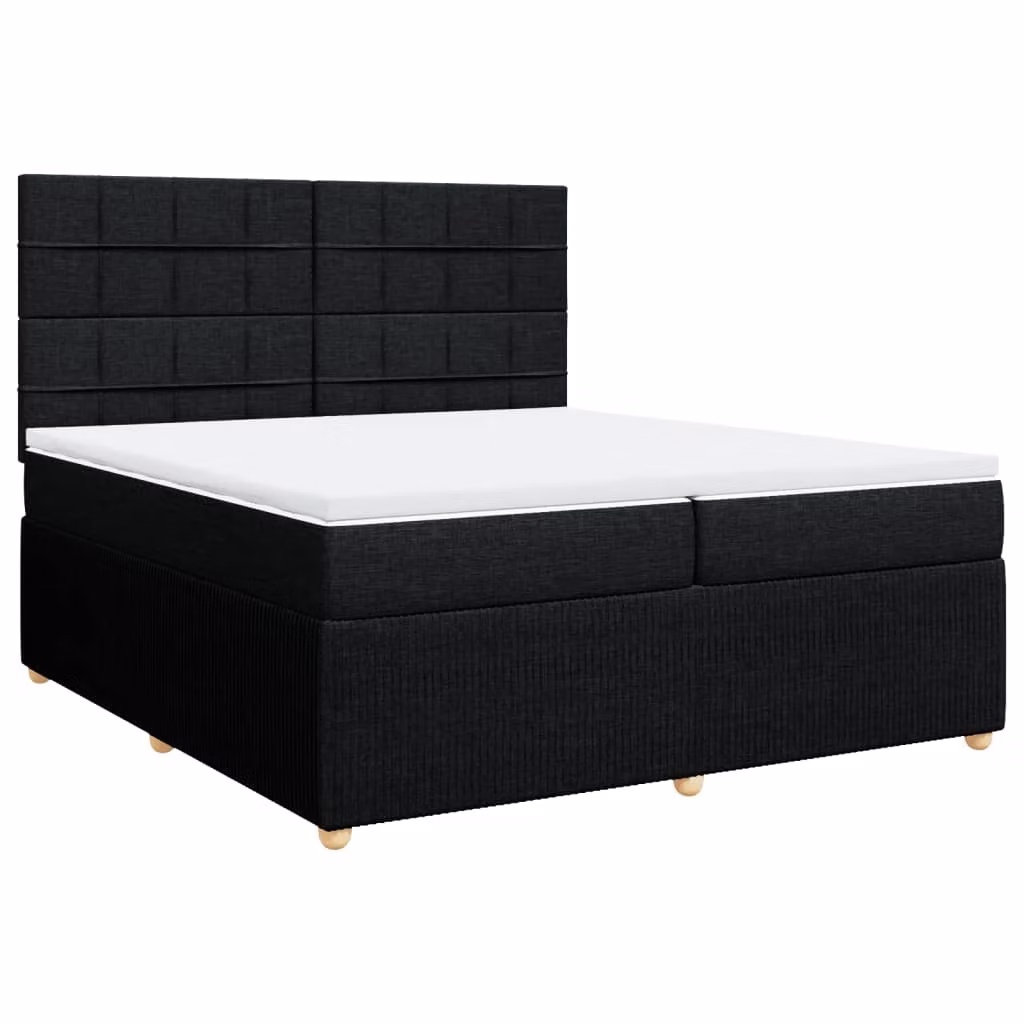 Giroletto a Molle con Materasso Nero 200x200 cm in Tessuto