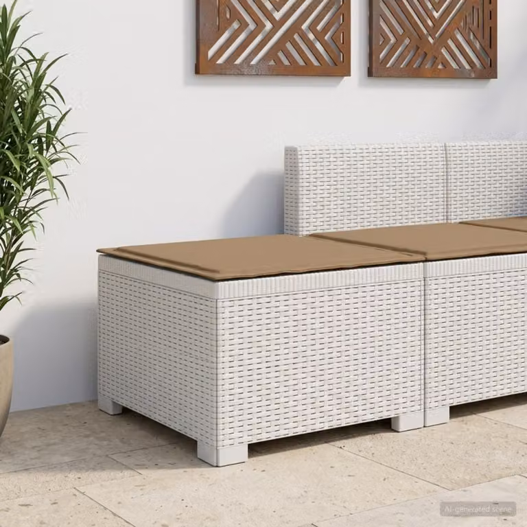 Divano da giardino singolo vidaXL con cuscino in aspetto rattan bianco L: 55 cm, P: 55 cm, H: 39 cm