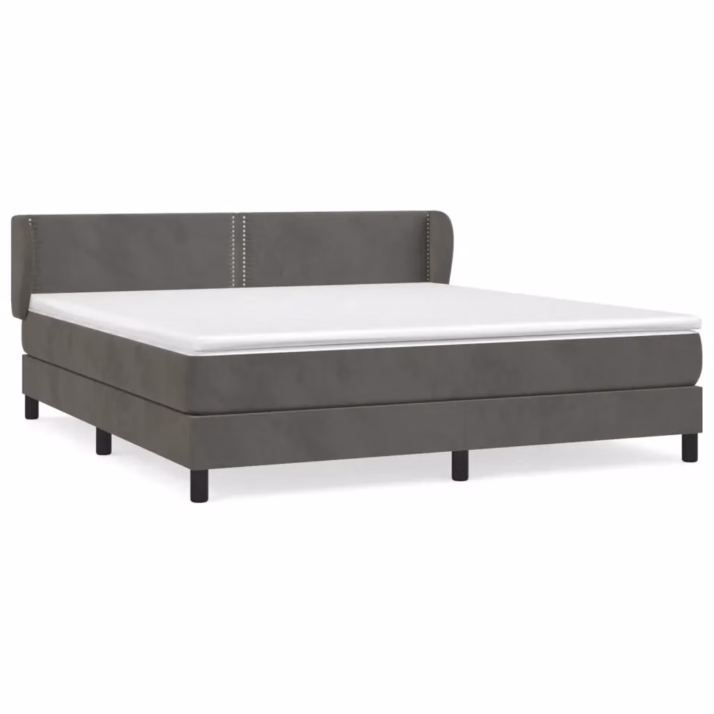 vidaXL Giroletto a Molle con Materasso Ibrido in Velluto Grigio L/P/H: 180 x 200 x 88 cm – 2