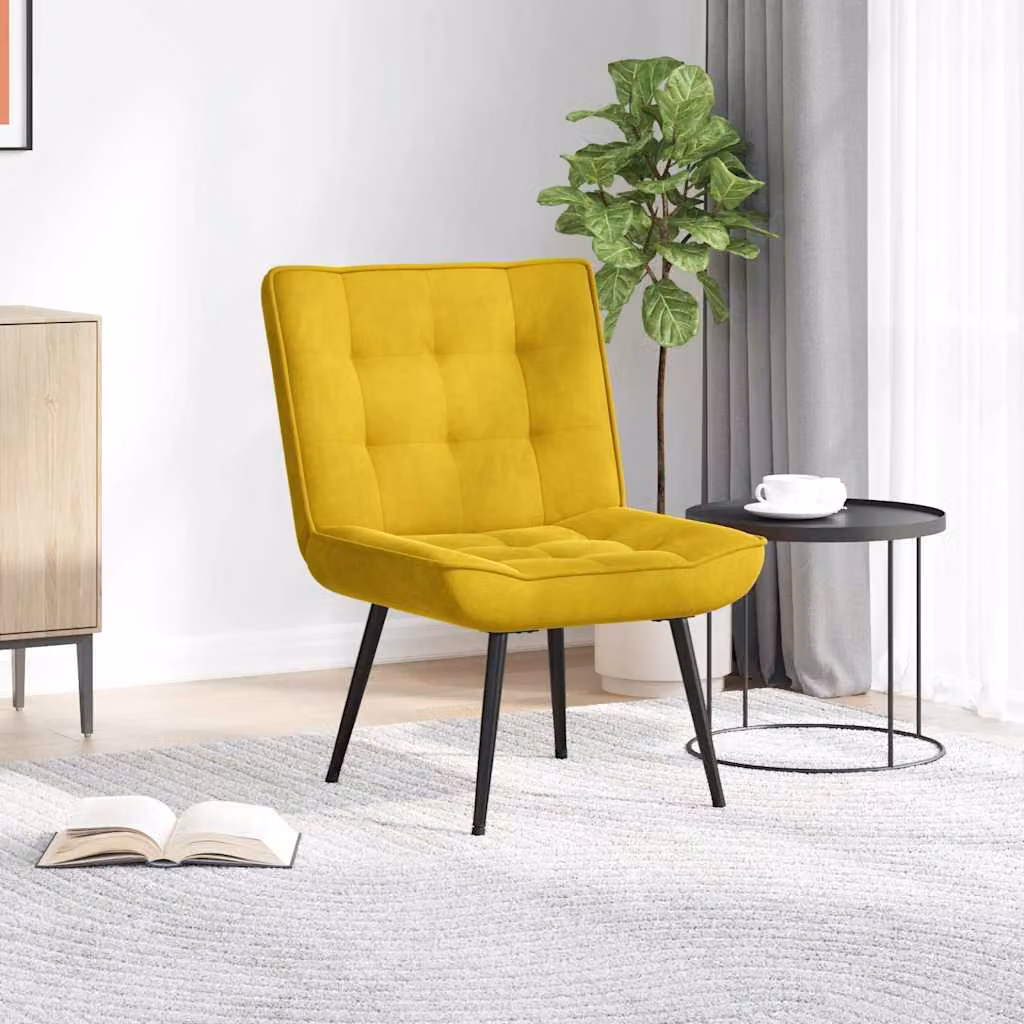 vidaXL Poltrona Relax in Velluto Giallo con Braccioli L: 64 cm, P: 74 cm, H: 84 cm