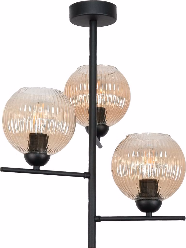 Lampada A Sospensione Nera Classica In Vetro Ambra 15-448 Pablo