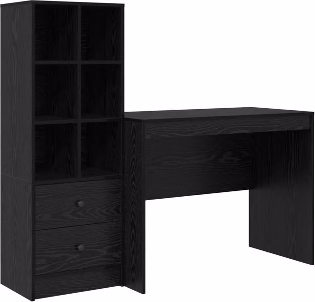 Scrivania moderna DESIGN IN con scaffale in MDF laminato, colore Rovere e Nero, L: 100 cm, P: 70 cm, H: 76 cm