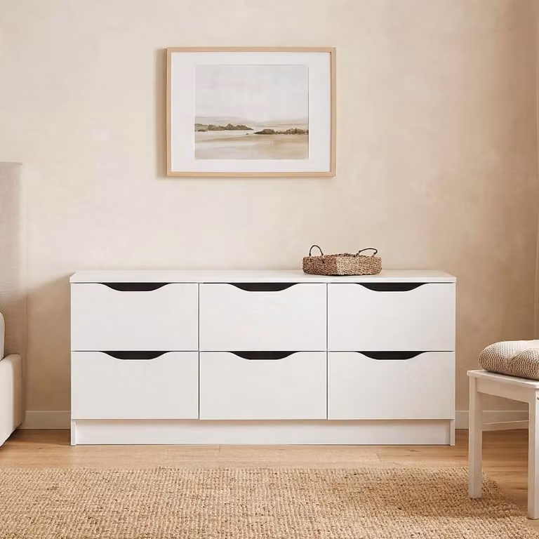 Ceppino - Cassettiera, 50x120x40h cm Bianco, 6 Cassetti