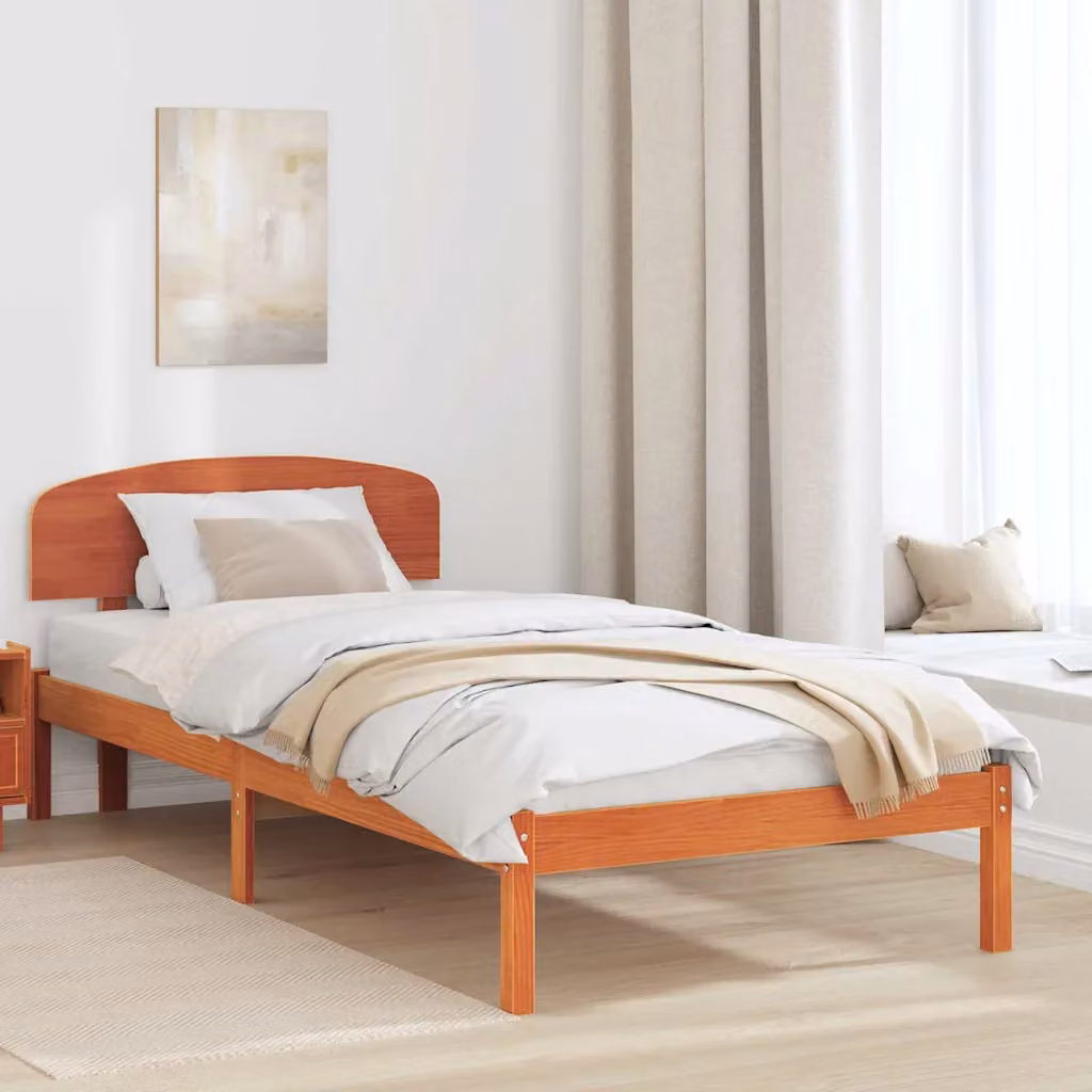 Struttura del letto in pino massello vidaXL, colore marrone cerato, L 200 x L 80 cm