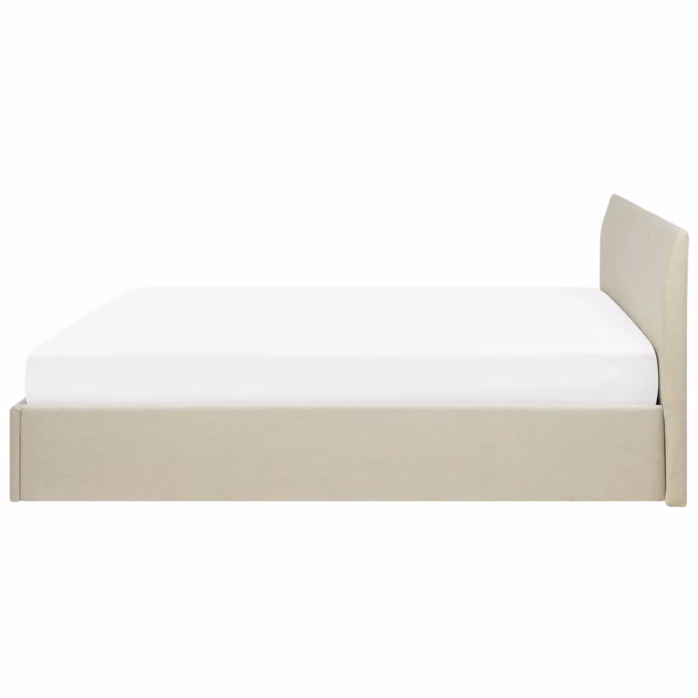 Letto matrimoniale Beliani beige con contenitore a sollevamento e testiera imbottita L/P/H: 180 x 200 x 126 cm – 2
